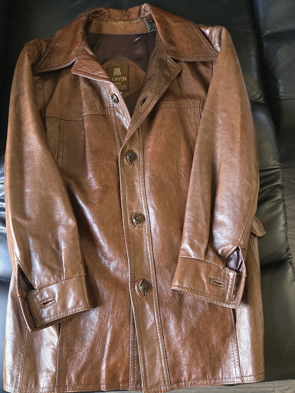 Lanvin Paris Leather Jacket Size 36 Made In Canada Vintage Mens 1980s